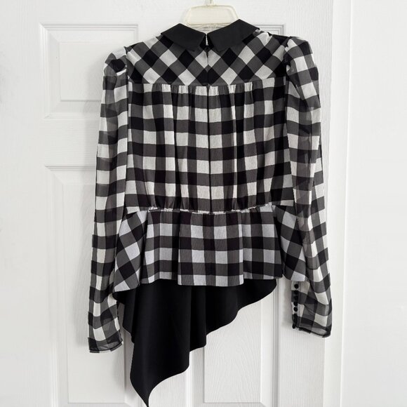 Self-Portrait Gingham Blouse in Black/White, size 10 (fits 8/10) - Picture 6 of 9